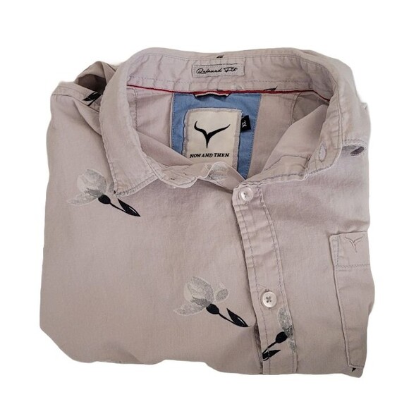 Now and Then Men's Button-Down Long Sleeve Shirt Flower Print Size XL - Picture 4 of 6